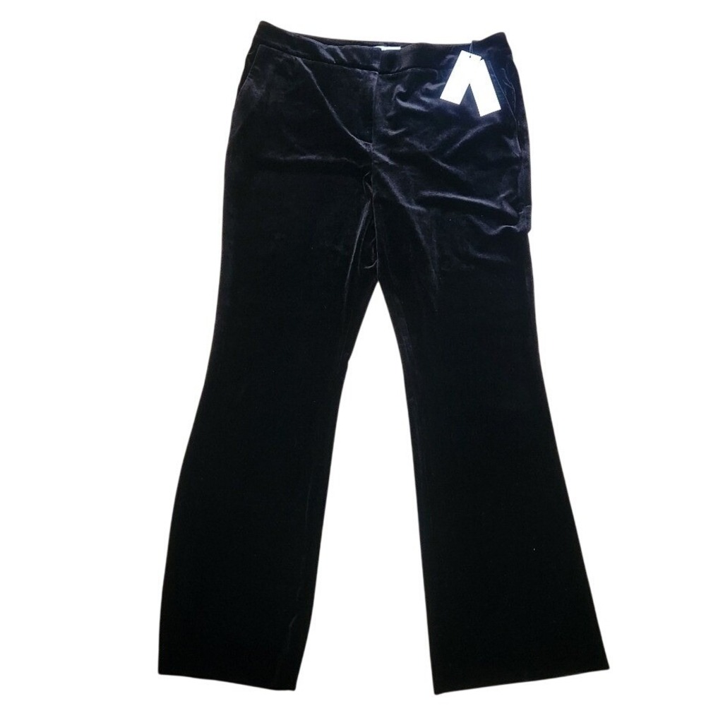NEW‎ Calvin Klein Black Velvet Boot Cut Trouser Corpcore Rich Mom Chic Pant 16